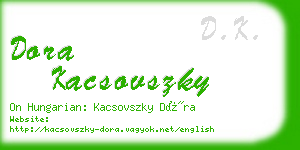 dora kacsovszky business card